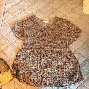 URBAN Romantics Leopard Print Peplum Top - Tan & Black